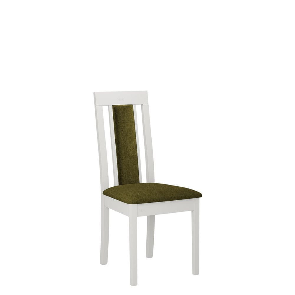 Veneti Kuchynská stolička s čalúneným sedákom ENELI 11 - biela / tmavá olivová